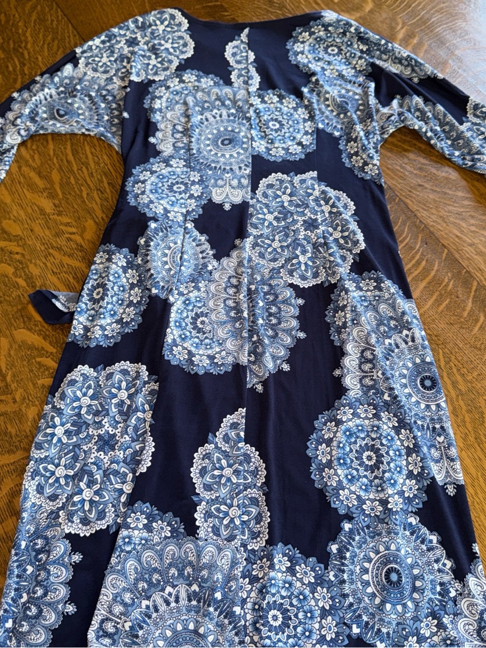 Robbie Bee Light Blue and Navy Floral Accent Dress - Picture 15 of 16